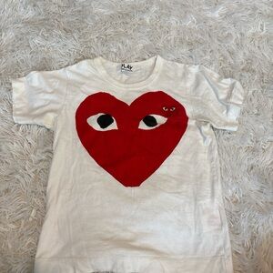 Comme des Garçons Play White Tee with Red Heart Graphic